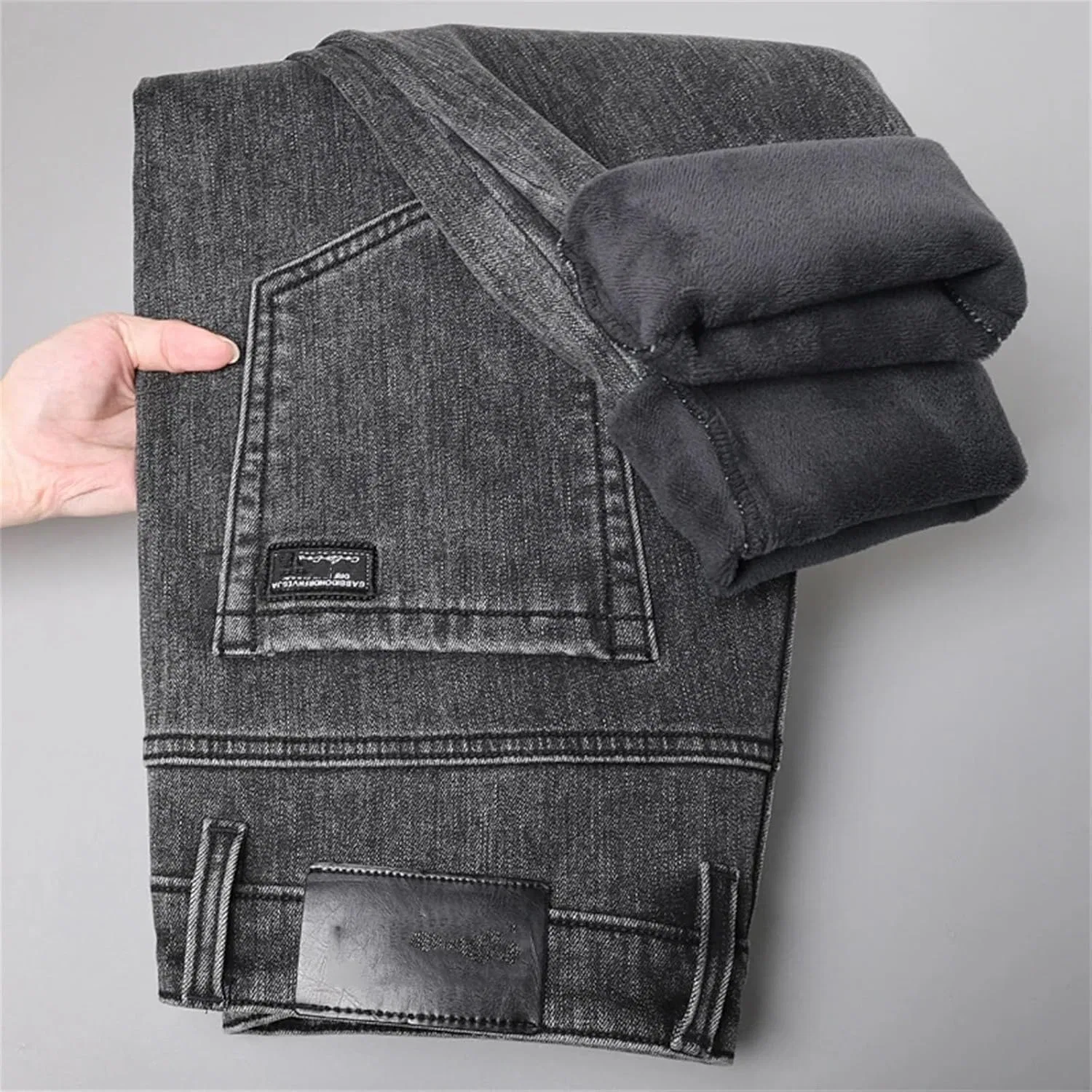 Джинсы утепленные Mens Winter Warm Jeans, Gray — фото 3