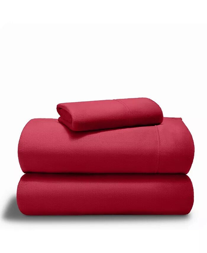 

Комплект простыней из микроплюша из флиса Twin XL Bare Home, красный