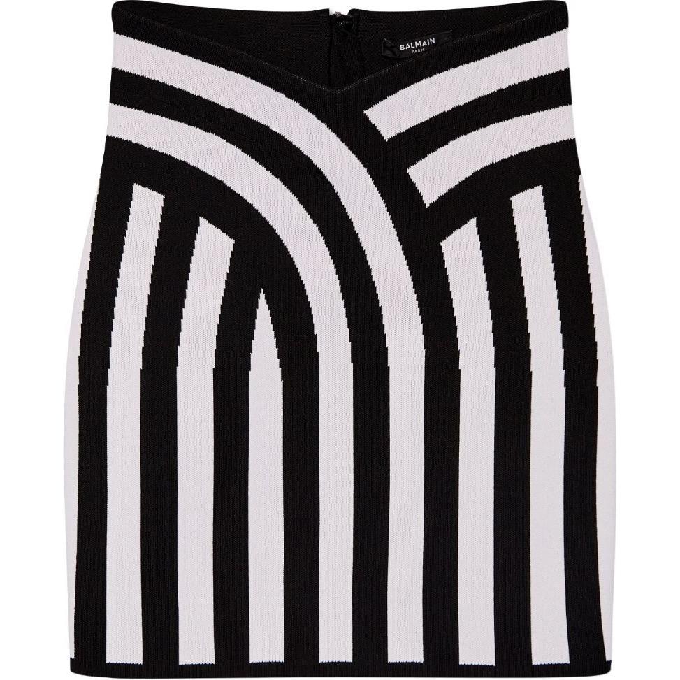 

Полосатая интарсия вязаная мини-юбка BALMAIN, черный