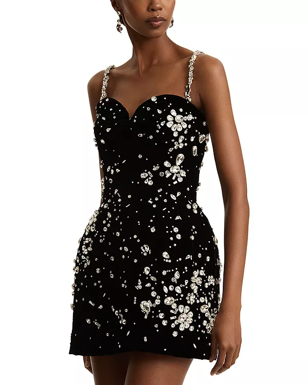 

Мини-Платье, украшенное драгоценными камнями Oscar De La Renta, мультиколор