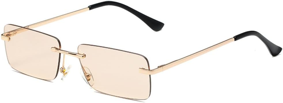 

Маленькие солнцезащитные очки без оправы для женщин и мужчин, винтажные солнцезащитные очки, разноцветные прямоугольные очки с защитой от УФ-излучения UV400 LANGSER, 6