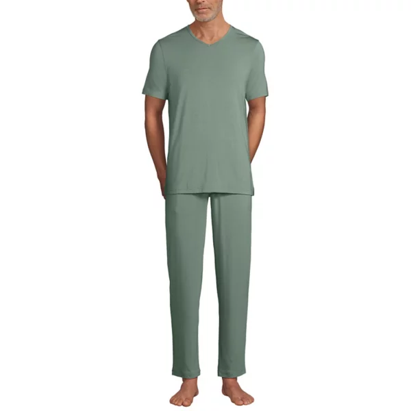 

Мужской комплект пижамы из топа и брюк Lands' End, цвет lily pad green