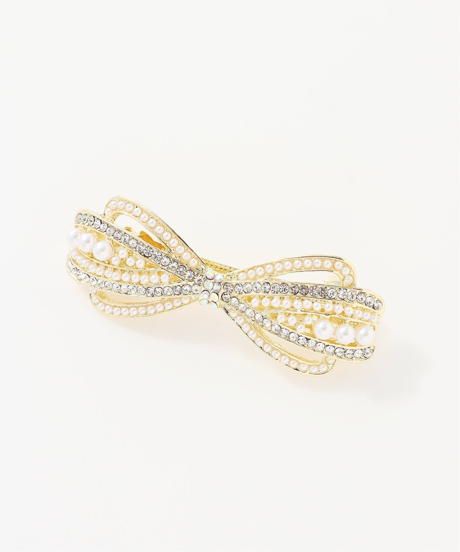 Заколка для волос /Pearl Bijou Ribbon Barrette Three Four Time, gold