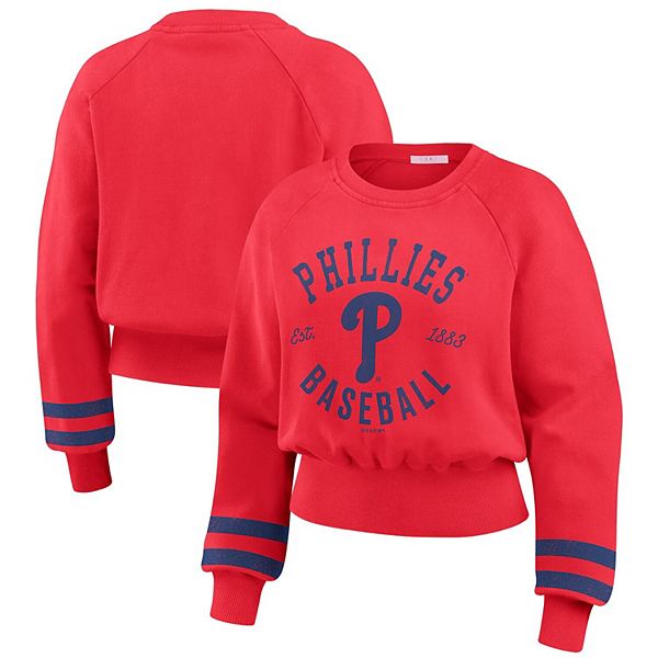 

Женский красный свитшот philadelphia phillies vintage washed cropped pullover Wear By Erin Andrews