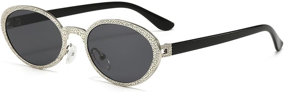 

Классические ретро-очки 2027 года для женщин, прямоугольная металлическая оправа, ретро-солнцезащитные очки в круглой оправе, серебристо-черные, один размер MTZJH, One Color