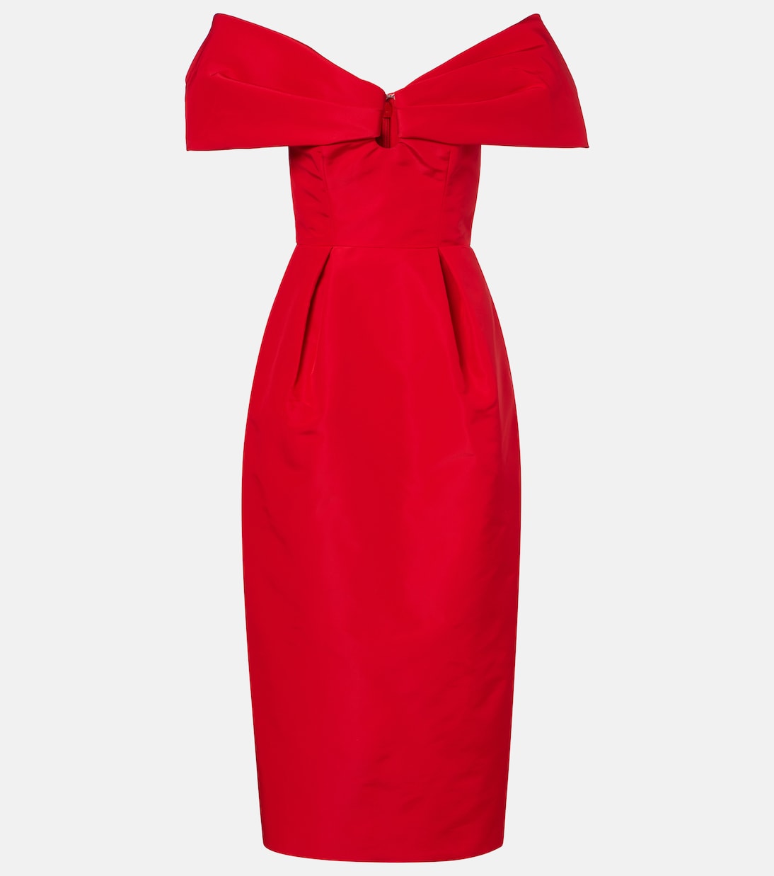 

Шелковое макси-платье с открытыми плечами Carolina Herrera, Scarlet