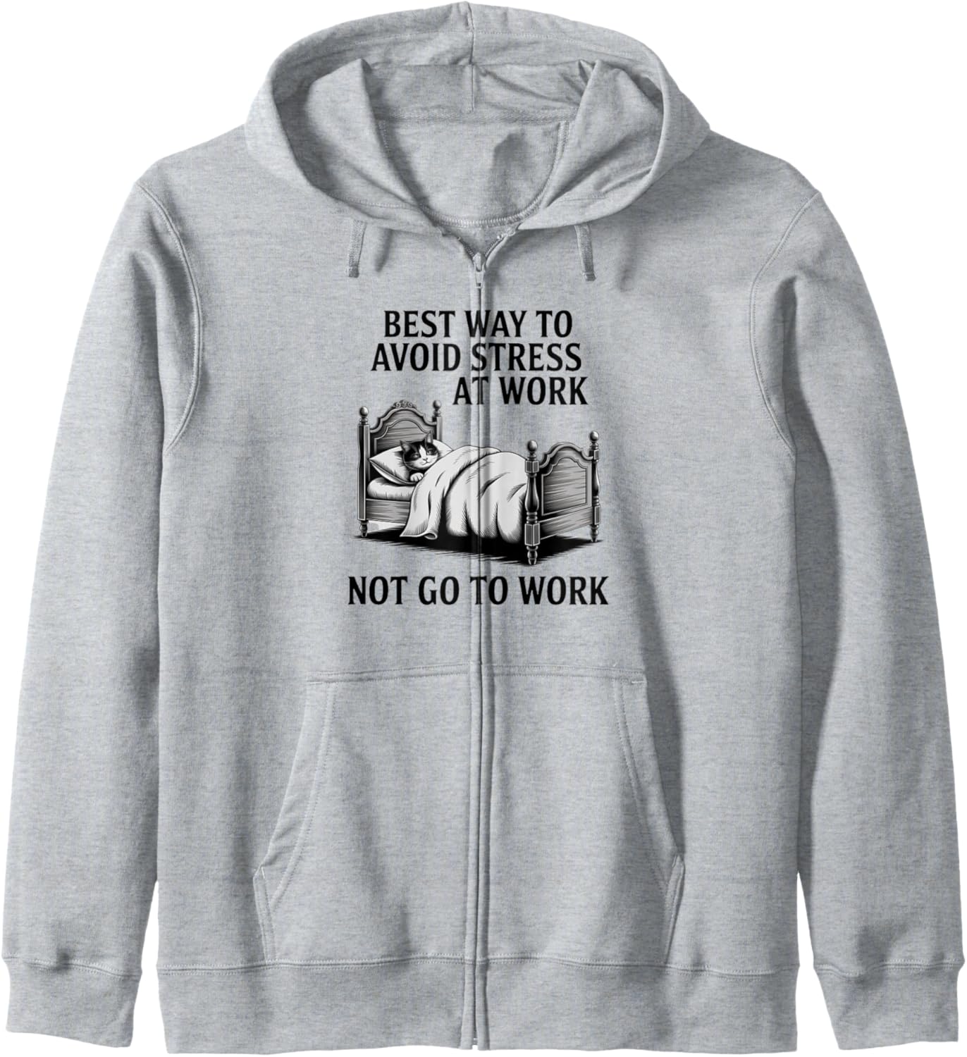 

Забавная толстовка на молнии с котом для снятия стресса на работе - Избегайте работы и расслабляйтесь Anti-Work Cat Humor Lazy Life & Stress-Free Shirts, серый