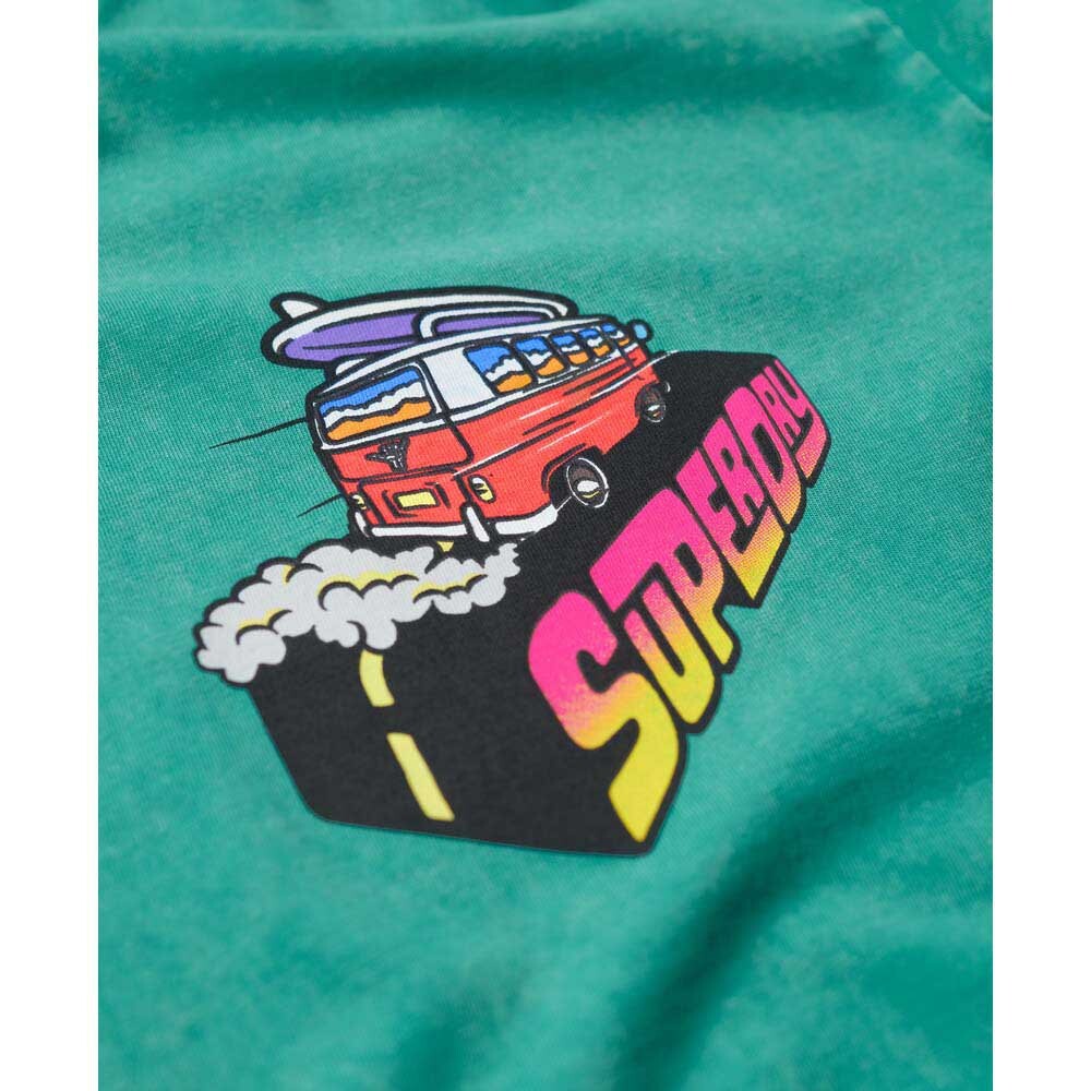 Футболка с коротким рукавом Superdry Neon Travel Chest Loose, зеленый — фото 4