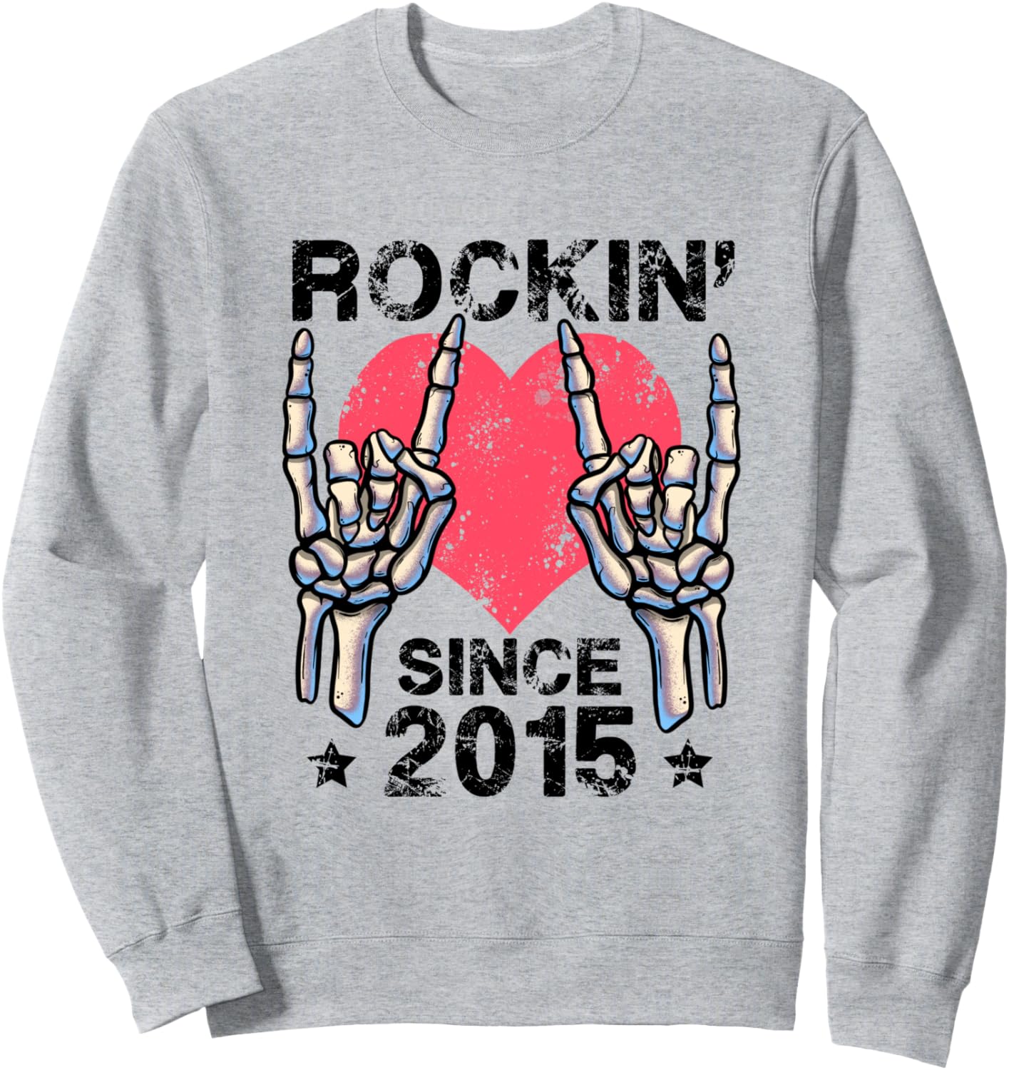 

Рок-н-ролл с 2015 года. Ретро-толстовка в стиле рок-н-ролл Visit Rock And Roll Birthday Shop Rockin Since, серый