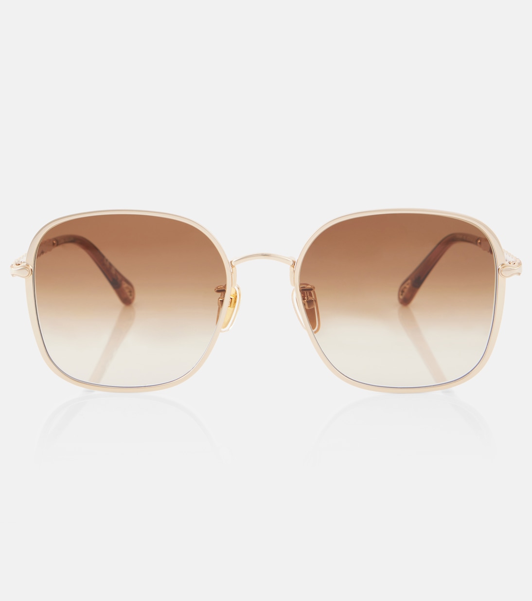 

Солнцезащитные очки квадратной формы с фигурными краями Chloé, Gold-Gold-Brown
