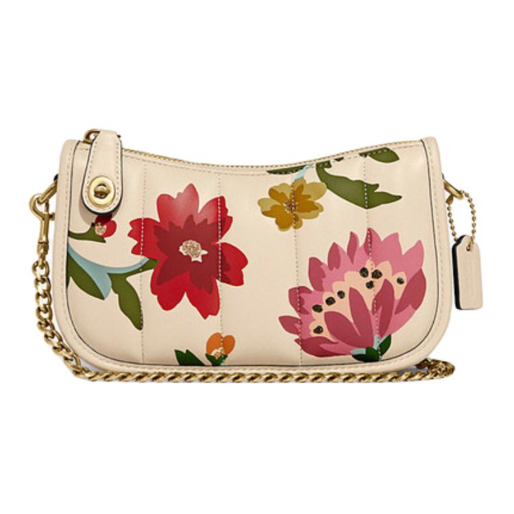 

COACH Кожаная облачная сумка Подушка Покет Наплечная сумка Через плечо женская бежевая