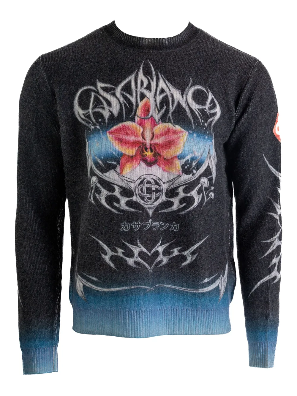 

Свободный свитер с графическим принтом и круглым вырезом Casablanca, серый