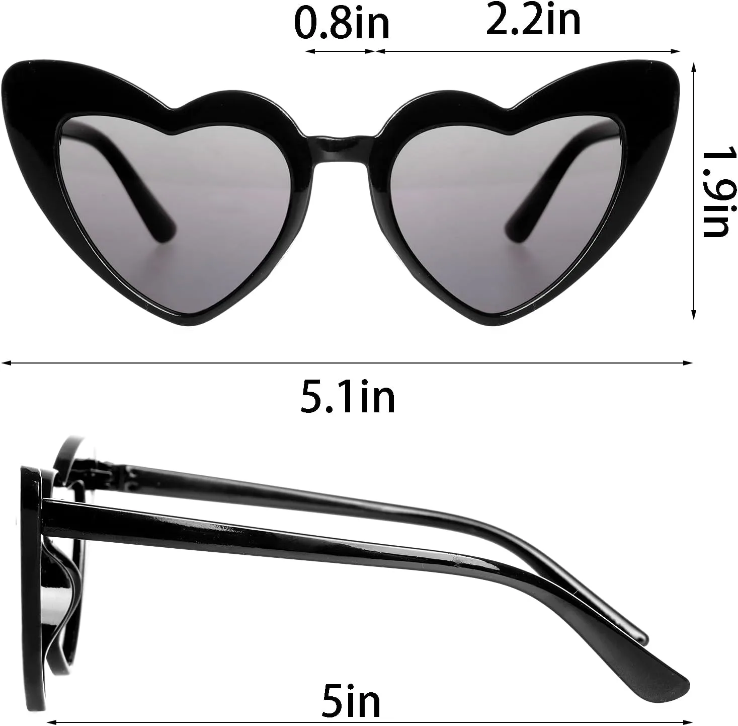 

Набор из 6 солнцезащитных очков в форме сердца, неоновые цвета, «кошачий глаз», винтажные, милые солнцезащитные очки для Хэллоуина, косплея и вечеринки Jmkcoz, Black