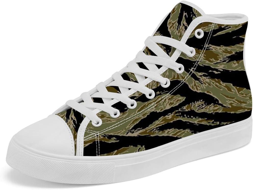 

Кеды на высокой подошве с тигровым принтом Кроссовки с тигровыми полосами на высокой подошве Шнуровка Повседневная обувь для женщин и мужчин Chebing, зеленый