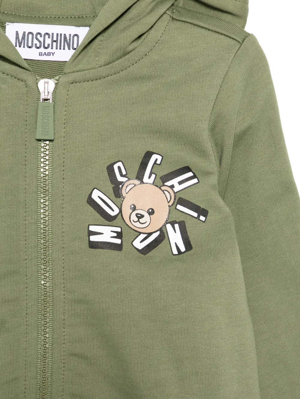 Спортивный костюм с капюшоном и аппликацией Moschino Kids, зеленый — фото 3