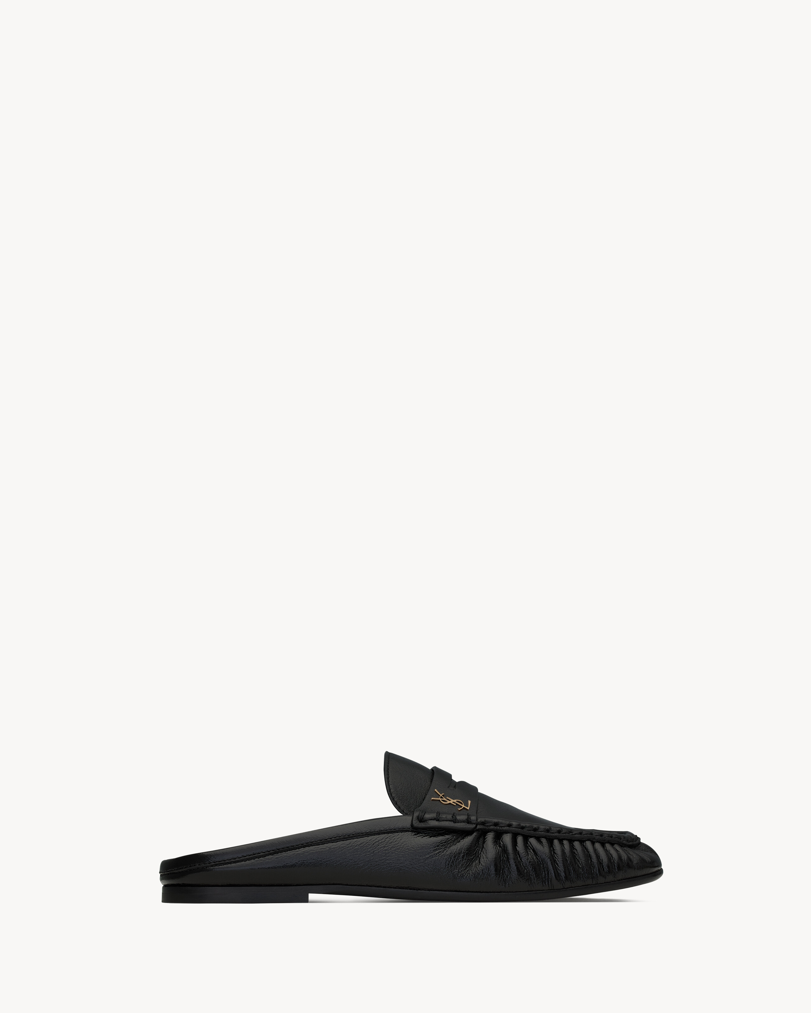 Мюли LE LOAFER из блестящей жатой кожи Saint Laurent, черный — фото 2