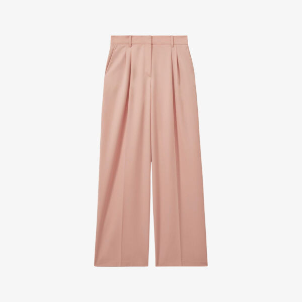 

Широкие тканые брюки Billie с двойной складкой Reiss, розовый