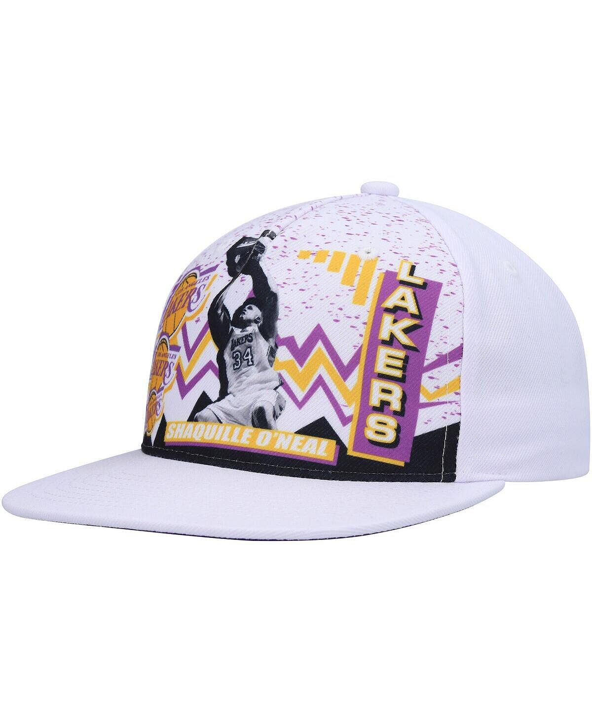 

Мужская белая кепка Shaquille O'Neal Los Angeles Lakers Hardwood Classics 90-х Playa Deadstock Snapback Mitchell & Ness