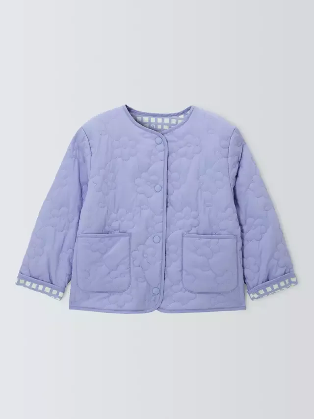Детская двусторонняя стеганая куртка, фиолетовая John Lewis — фото 4