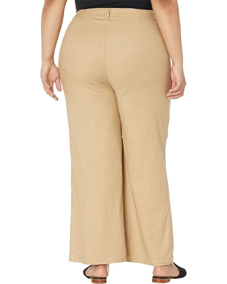 

Брюки Nydj Plus Size High-Waisted Wide Leg Ankle Stretch Linen Twill Pants, цвет Warm Sand