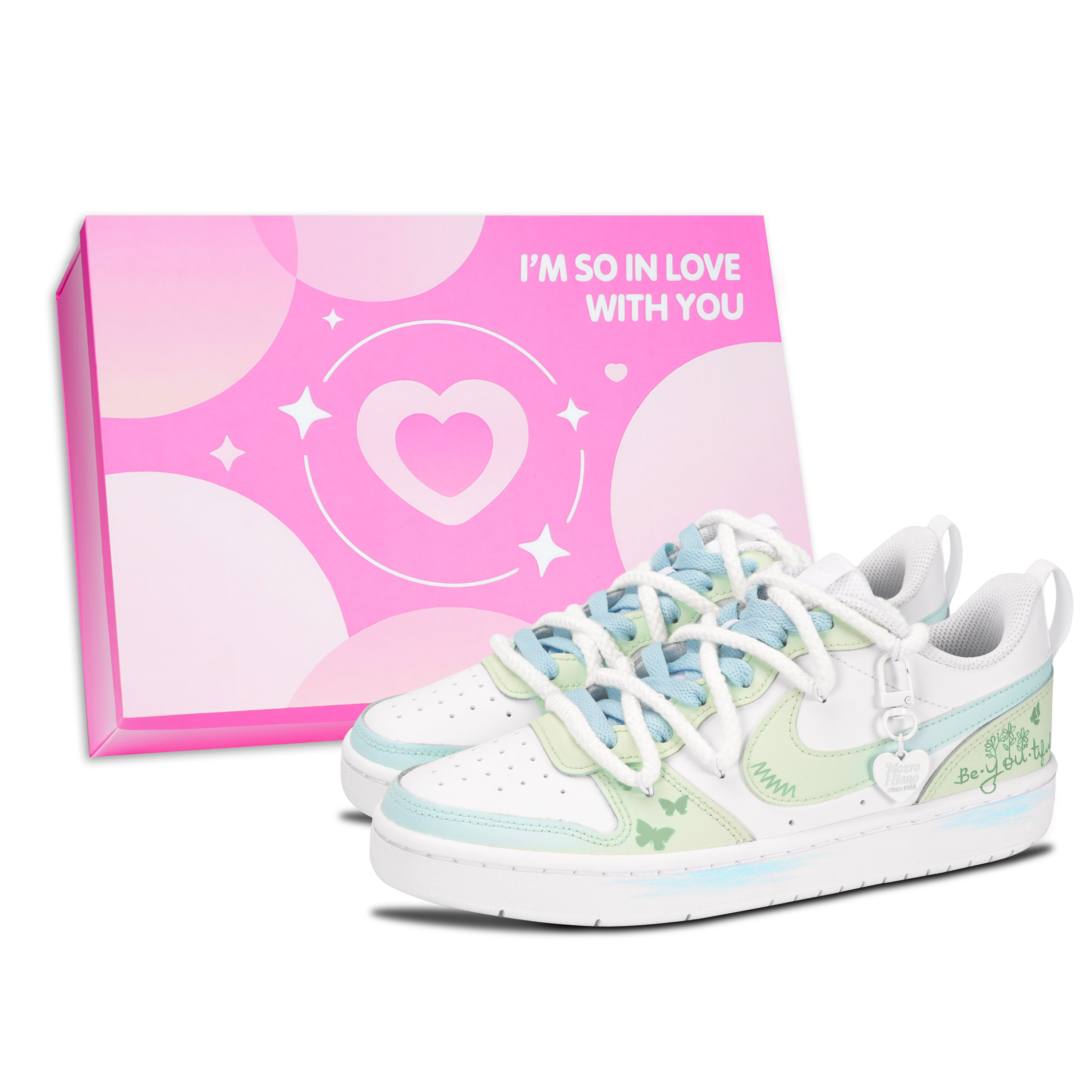 

Nike Детские кроссовки для скейтбординга Court Borough Green Butterfly Garden с нескользящей подошвой, износостойкие, зеленые, для подростков