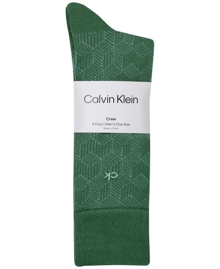 Мужские плоские вязаные носки (комплект из 4 пар) Calvin Klein, Green Assorted — фото 3