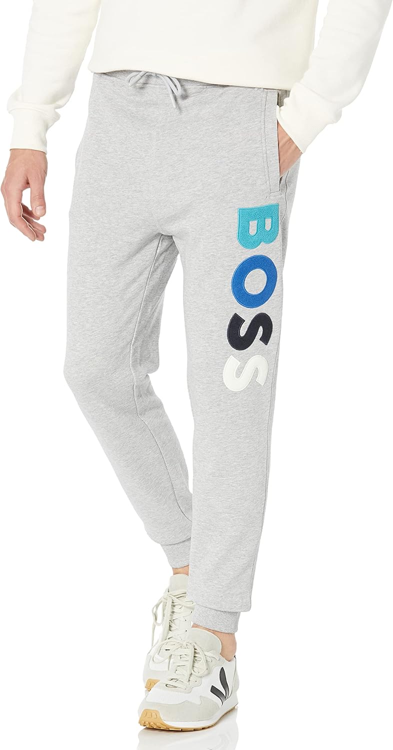 

BOSS Мужские спортивные штаны с крупным логотипом French Terry, Opal Grey Melange