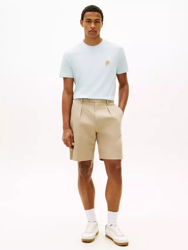 Хлопковая футболка прямого кроя с вышитым логотипом, светло-голубая Tommy Hilfiger — фото 2
