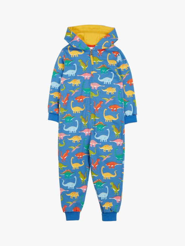 

Детский комбинезон big snuggle из органического хлопка с принтом динозавра Frugi, Cobalt