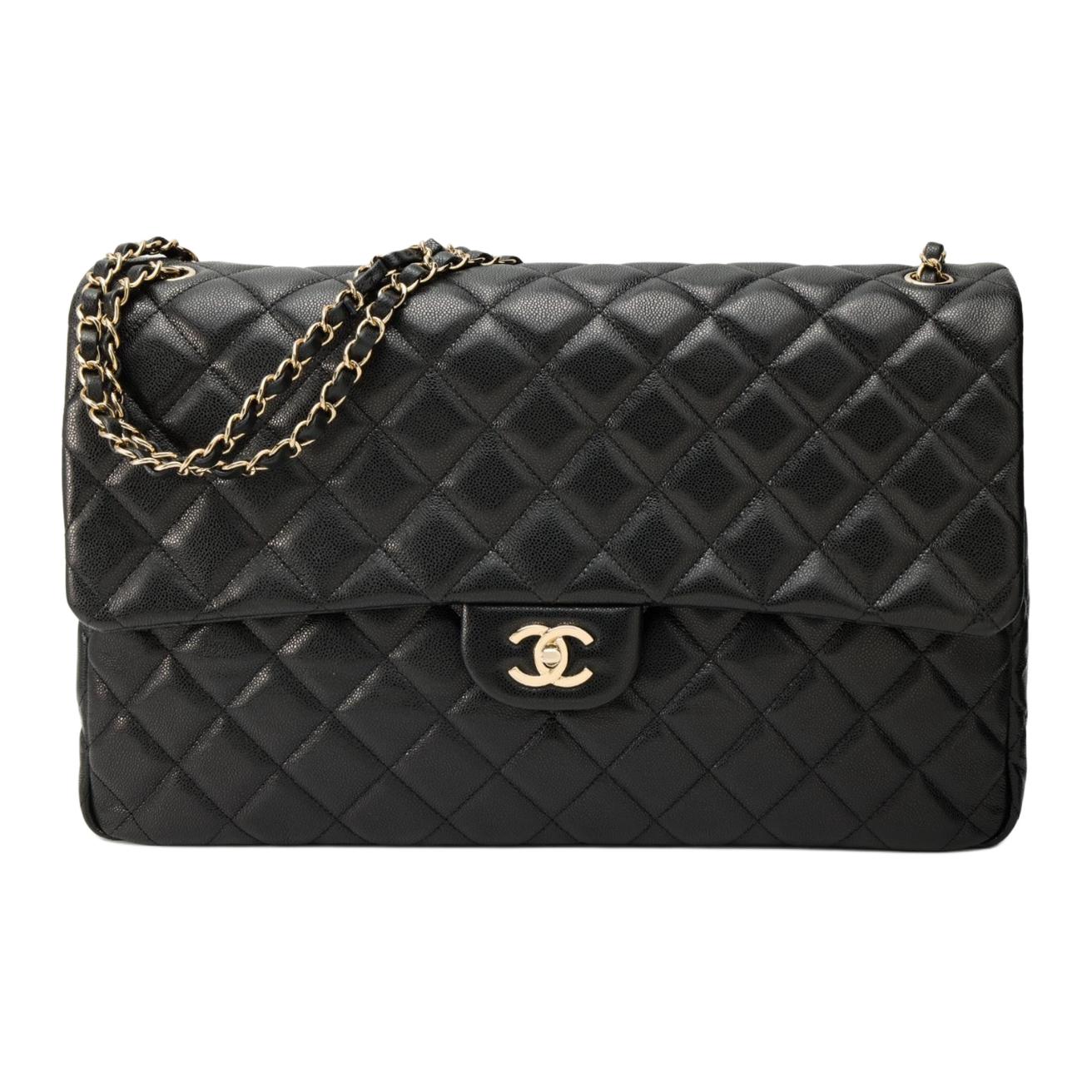 

CHANEL Кожаная аэропортная сумка через плечо кроссбоди женская черная большая