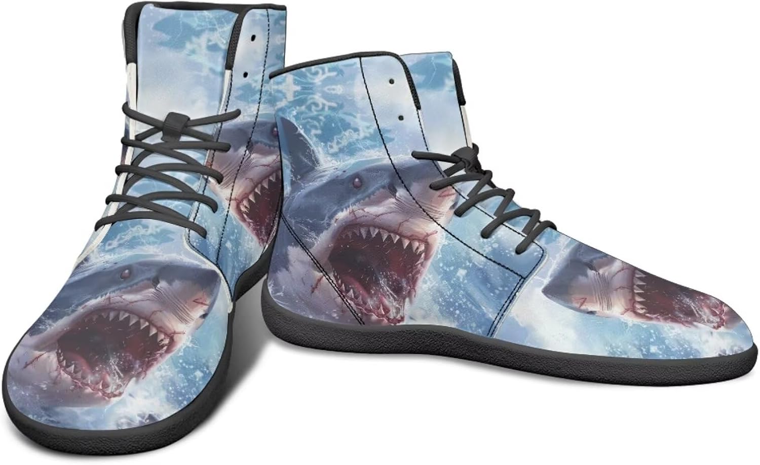 

Высокие кроссовки с морским животным принтом и обувь для босоного ходьбы, заземляющие кроссовки для мужчин, обувь для кросс-тренинга и путешествий Watdotory, Terrible Shark Design