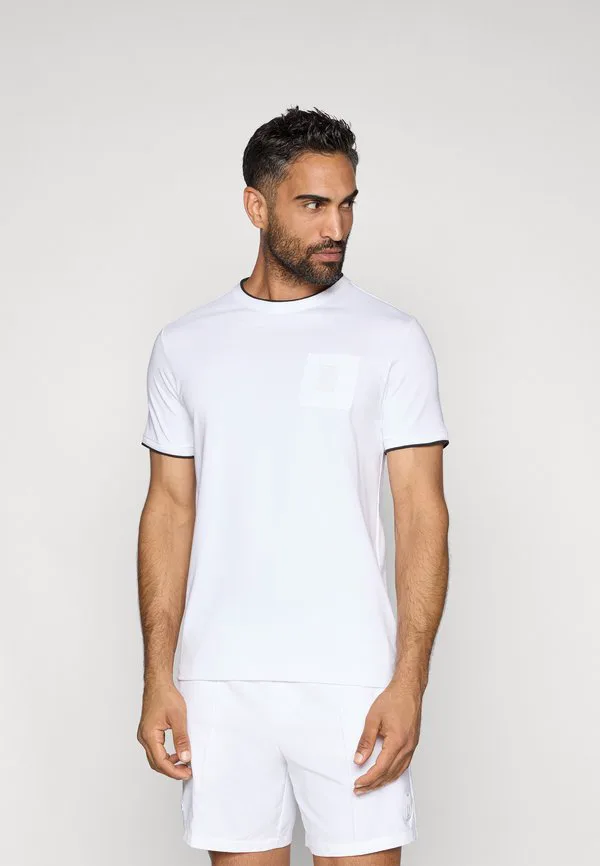 Рубашка с карманом, футболка с винтажным принтом Lacoste Sport, White