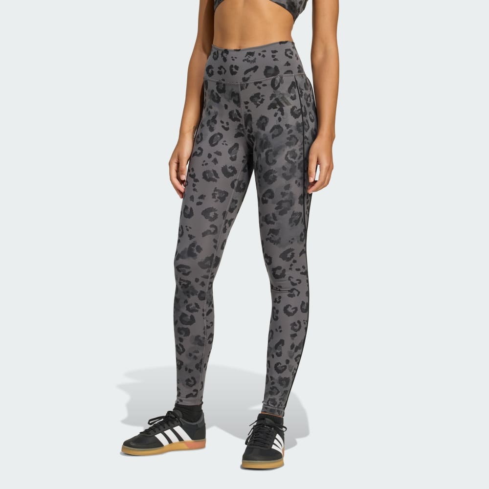 

Леггинсы Adidas Optime Essentials Full Length Leggings Print, цвет Grey Five/Black