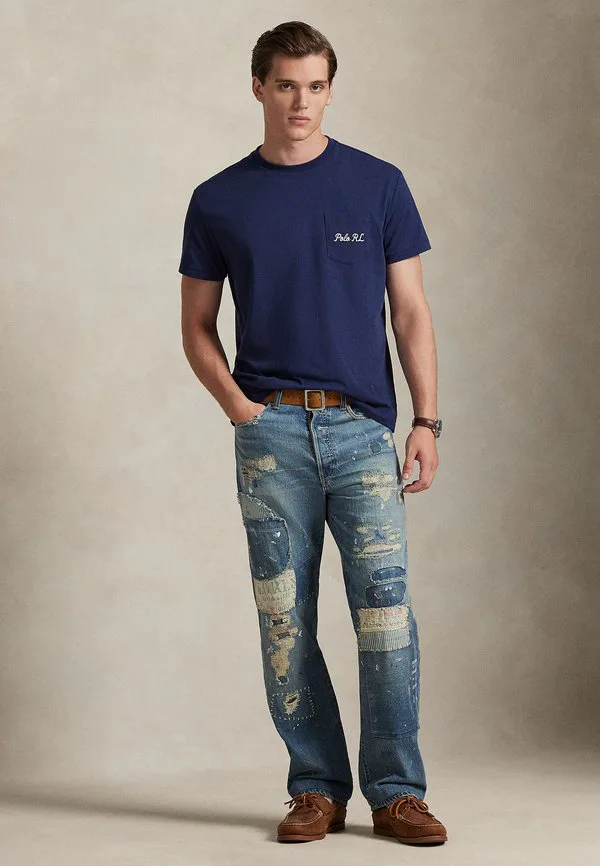 Футболка-Поло приталенного кроя с принтом медведя. Polo Ralph Lauren, Newport Navy-Society Bear — фото 2