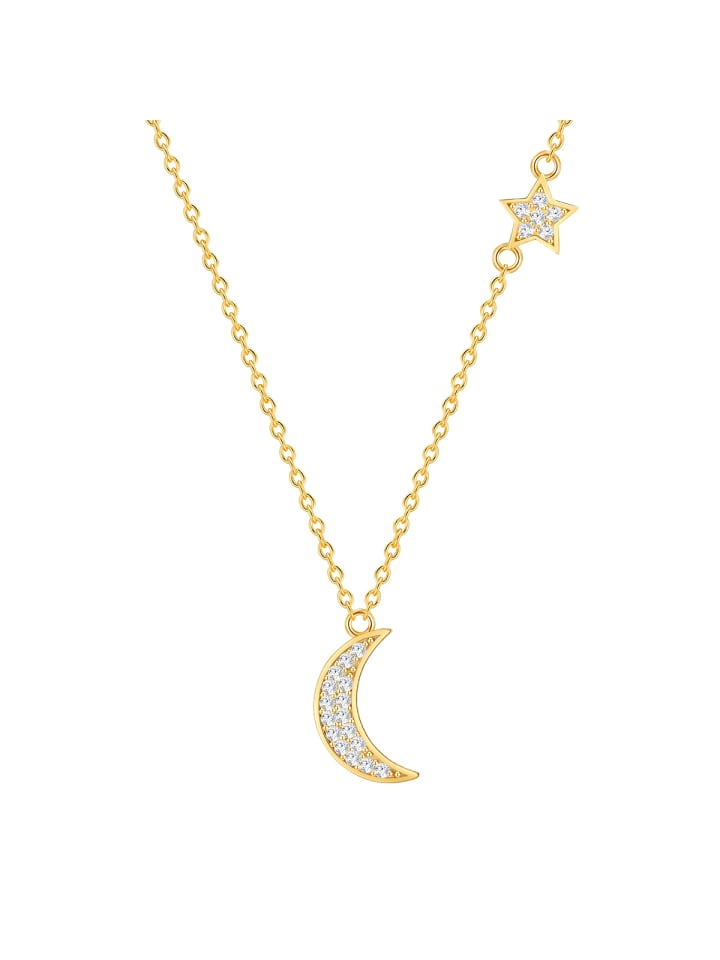 

Rafaela Donata Колье «Луна и звезда», серебро 925 пробы с кубическим цирконием в оправе из желтого золота