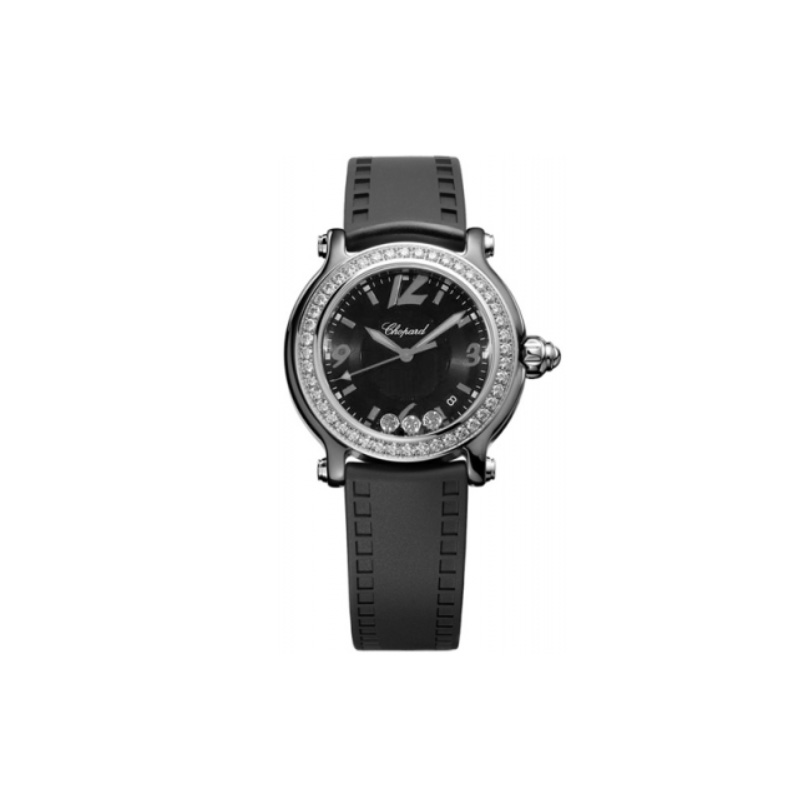 

Часы женские кварцевые Chopard Happy Sport Collection с черным циферблатом 36 мм, корпус из керамики, ремешок из резины