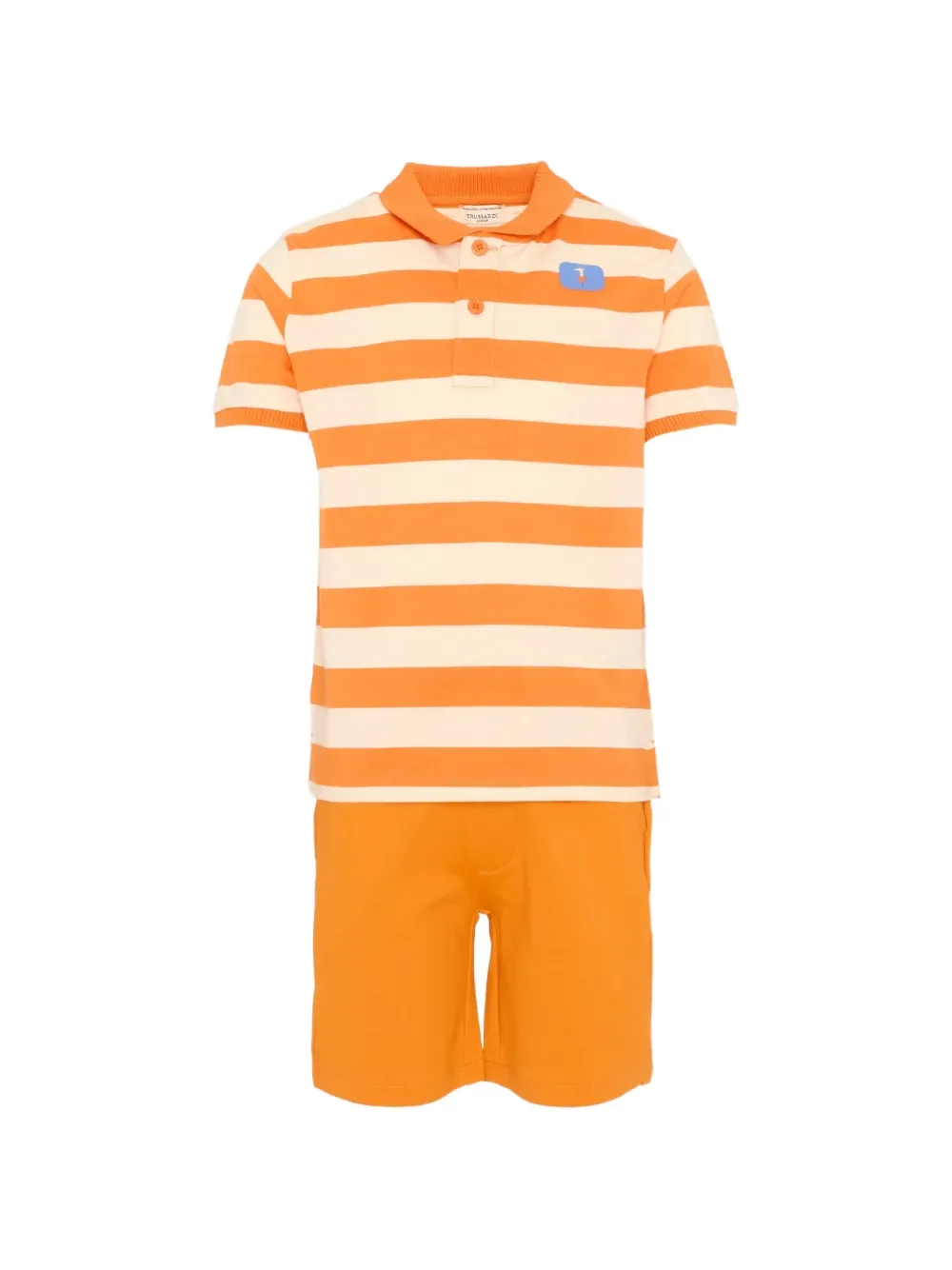 Комплект: полосатая рубашка-поло и шорты TRUSSARDI JUNIOR, оранжевый
