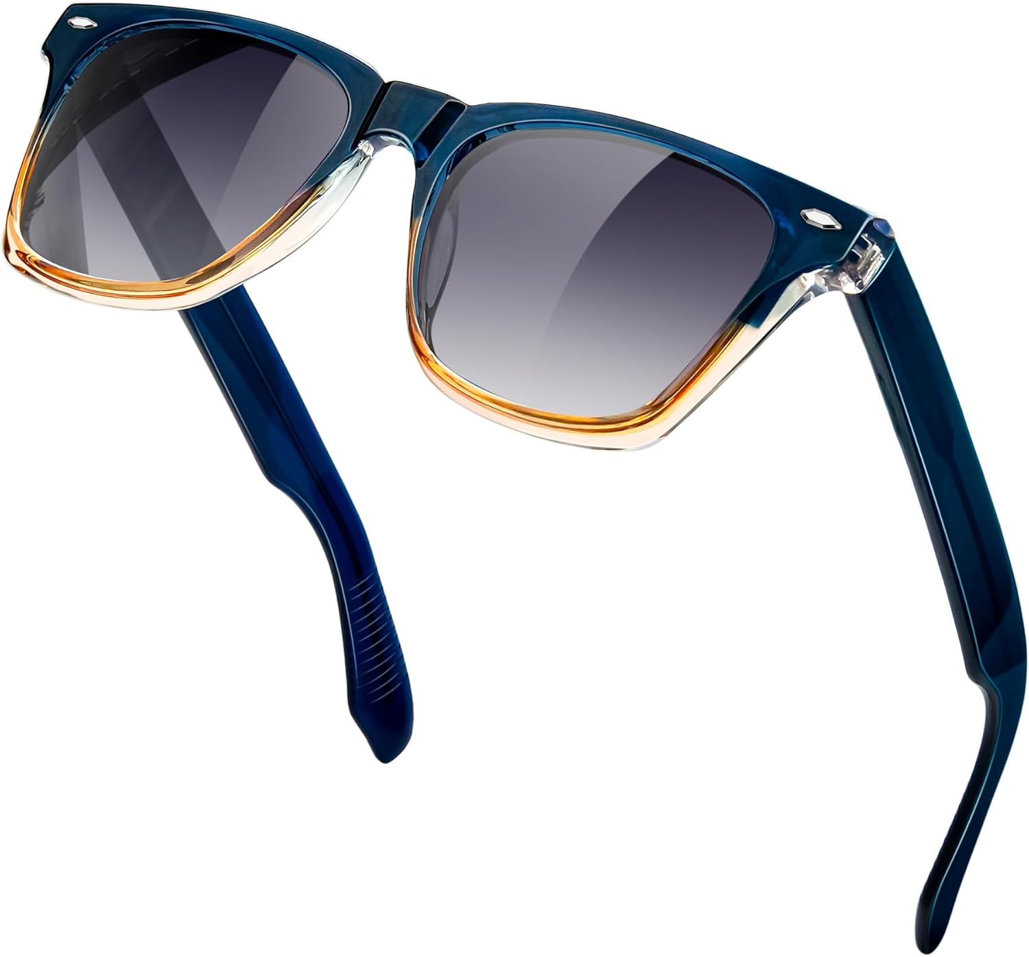 

KANASTAL Квадратные поляризованные солнцезащитные очки для мужчин и женщин, модные солнцезащитные очки UV400 из ацетата, стильные ретро-солнцезащитные очки, 【a04】blue to Orange/Gradient Black