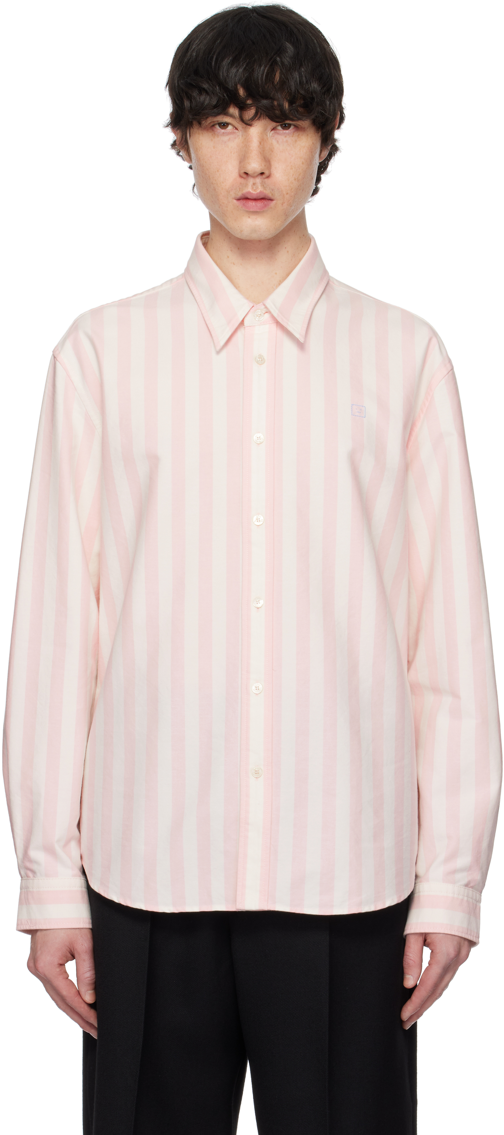 

Рубашка на пуговицах цвета молочно-белого и розового Acne Studios