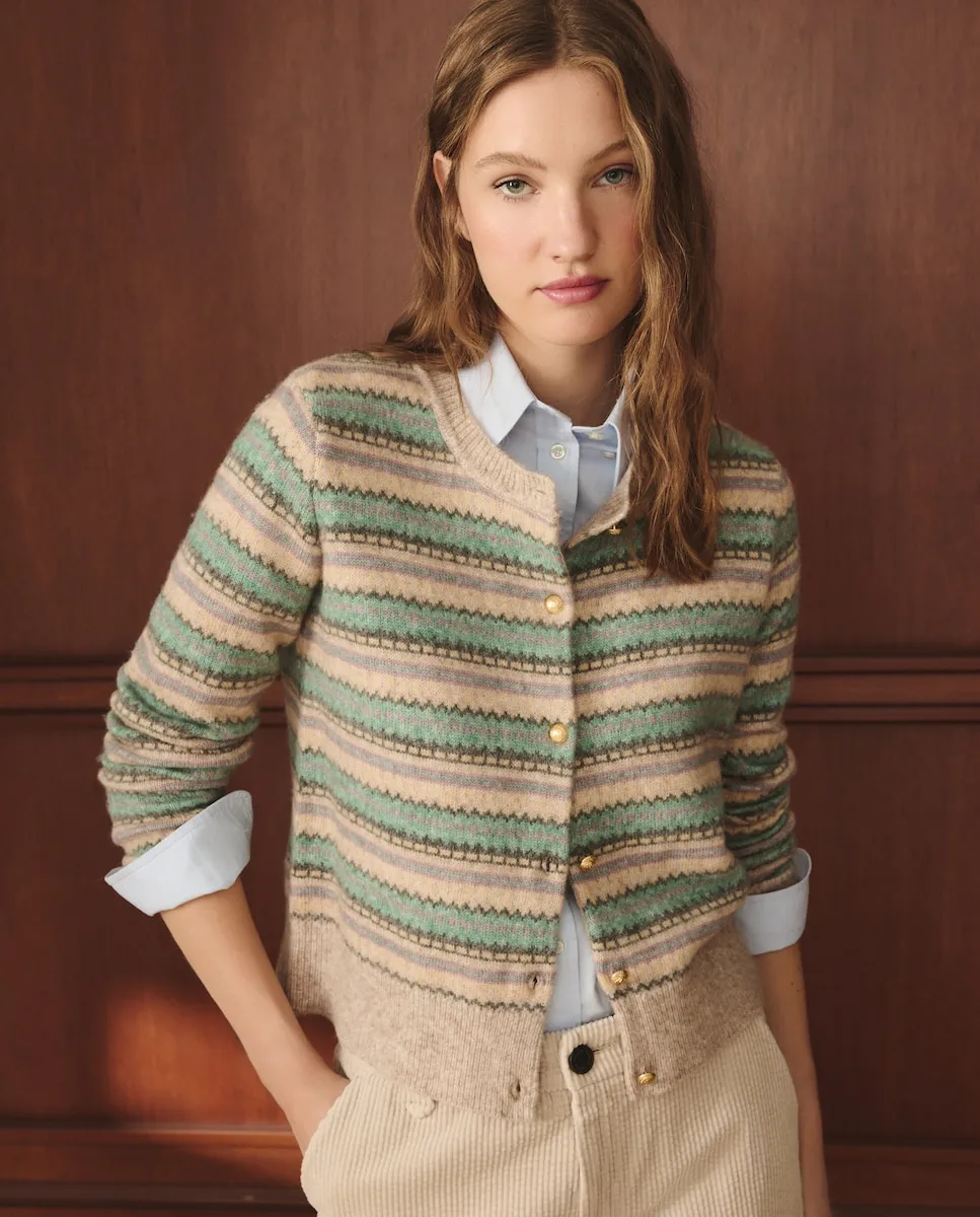 

Женский шерстяной кардиган с узором Lloyd's, зеленый