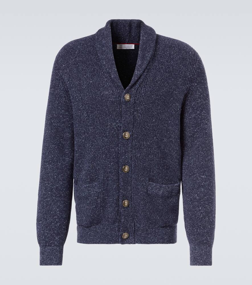 

Хлопковый кардиган с льняной отделкой Brunello Cucinelli, Navy+Riviera