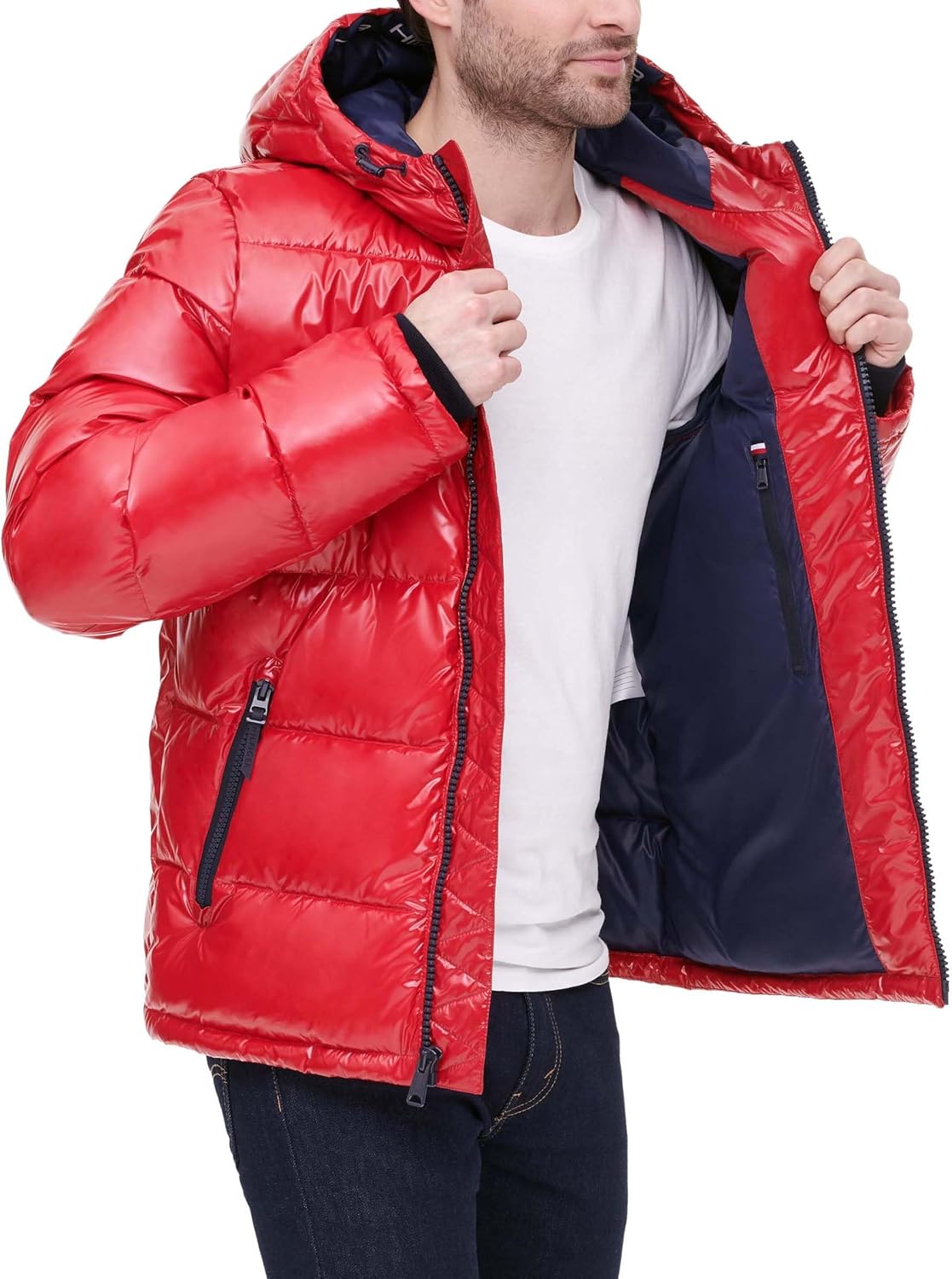 Мужская стеганая куртка с капюшоном Tommy Hilfiger (стандартная и для больших и высоких), New Pearlized Red — фото 4