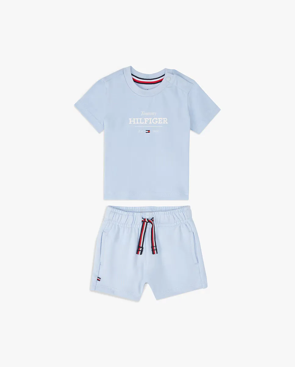 

Baby boy рубашка поло с коротким рукавом и вышитым флагом Tommy Hilfiger, синий