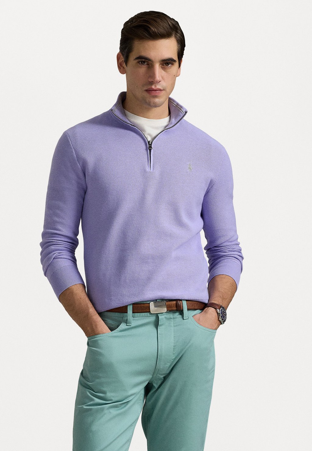 

Джемпер KNIT COTTON QUARTER-ZIP SWEATER Polo Ralph Lauren, сиреневый