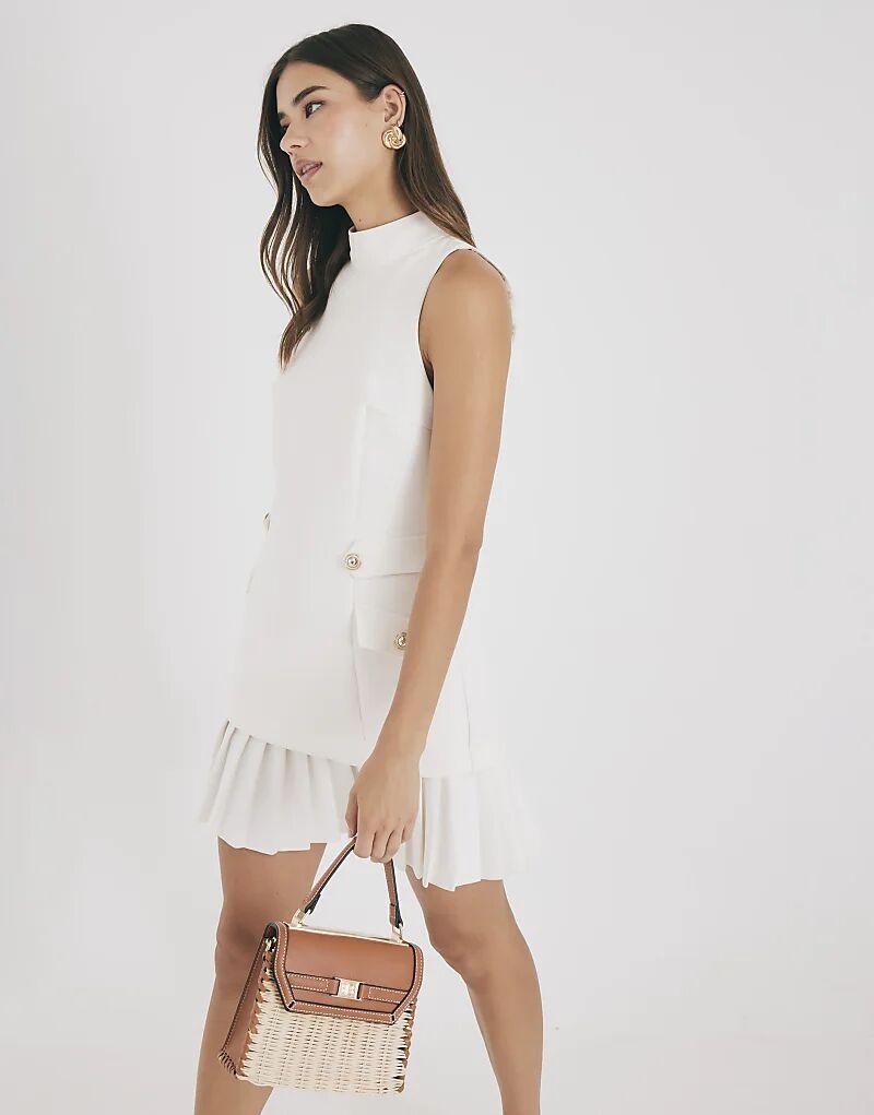 

Платье-мини River Island с плиссировкой кремового цвета