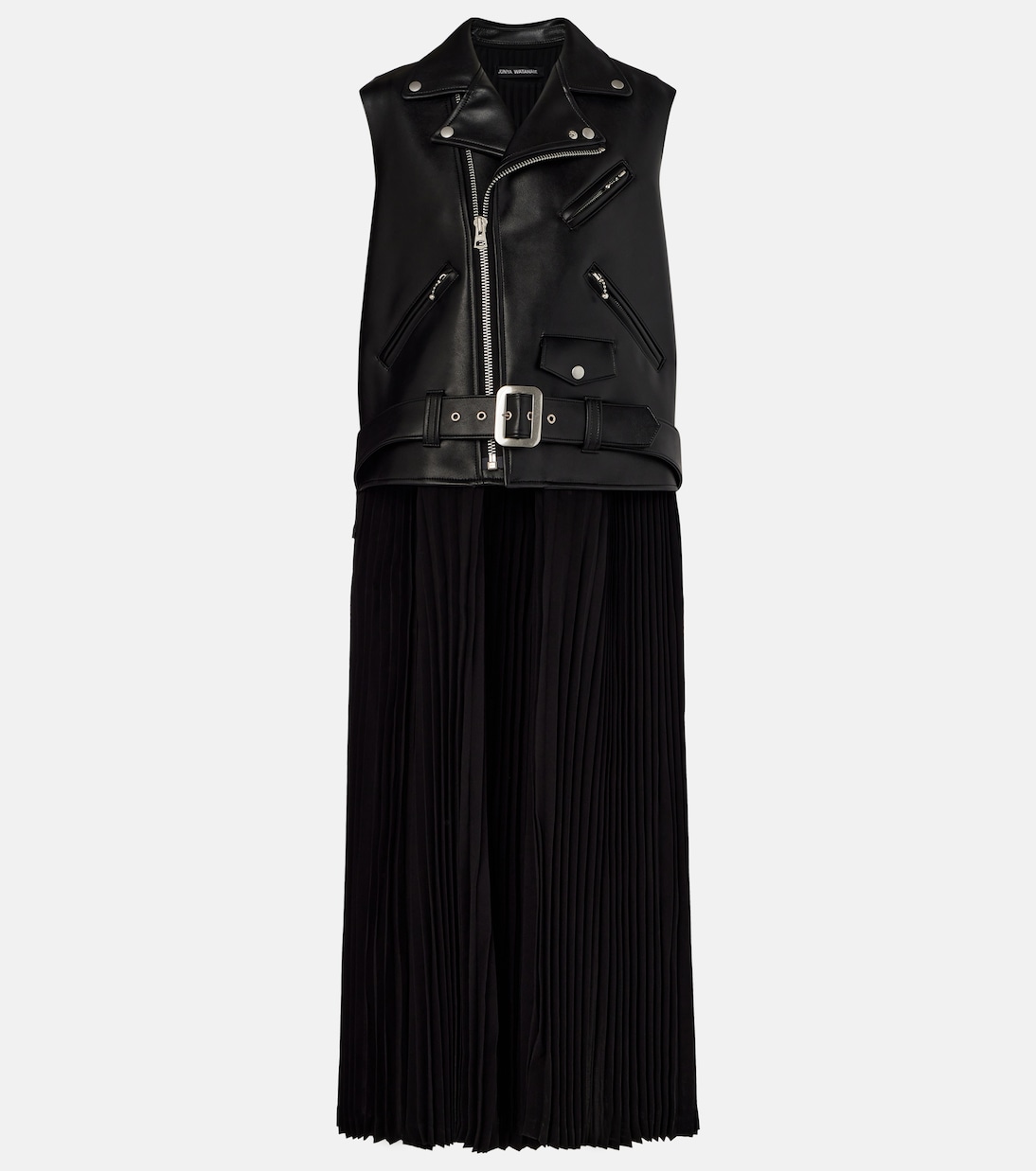 

Платье макси из искусственной кожи и джерси Junya Watanabe, Black X Black