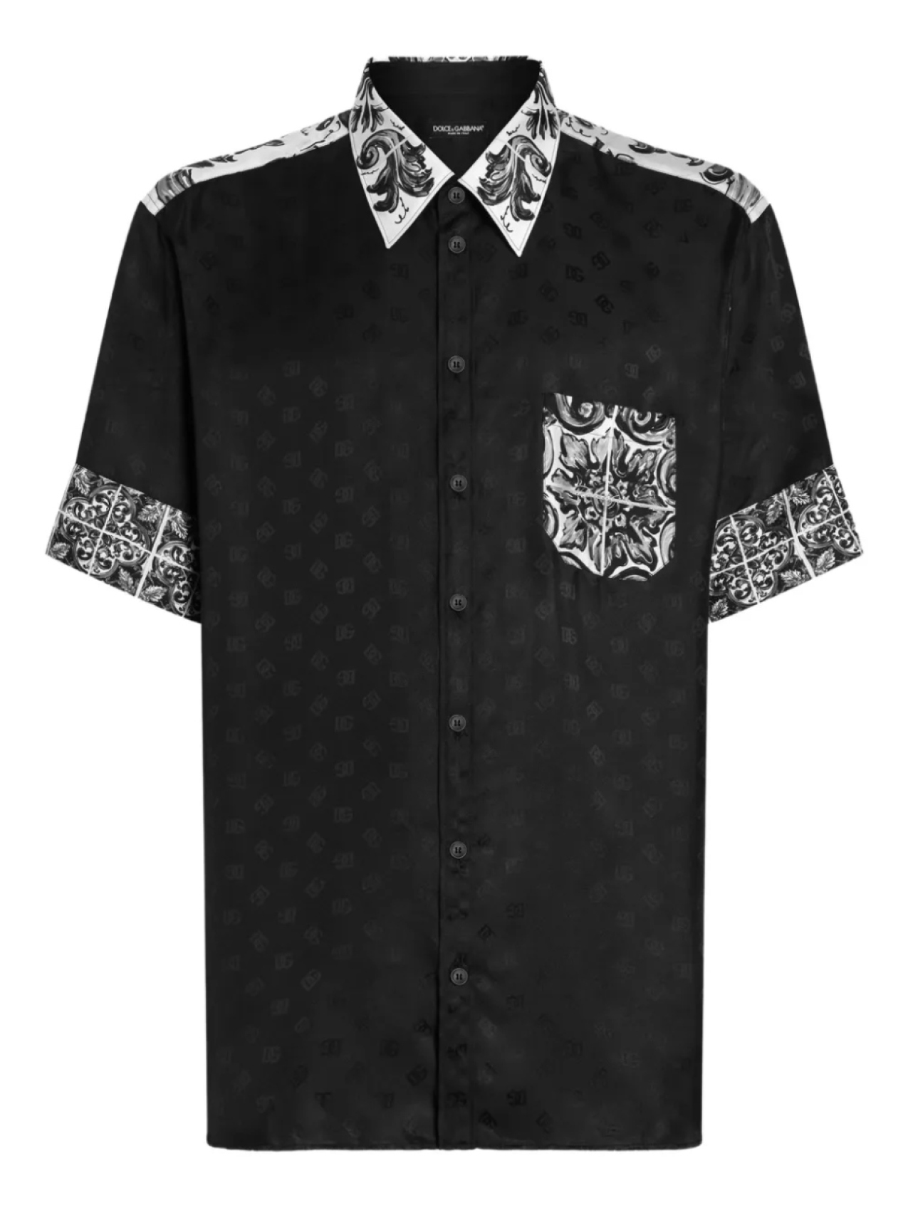 

Dolce & Gabbana шелковая рубашка с монограммой, черный