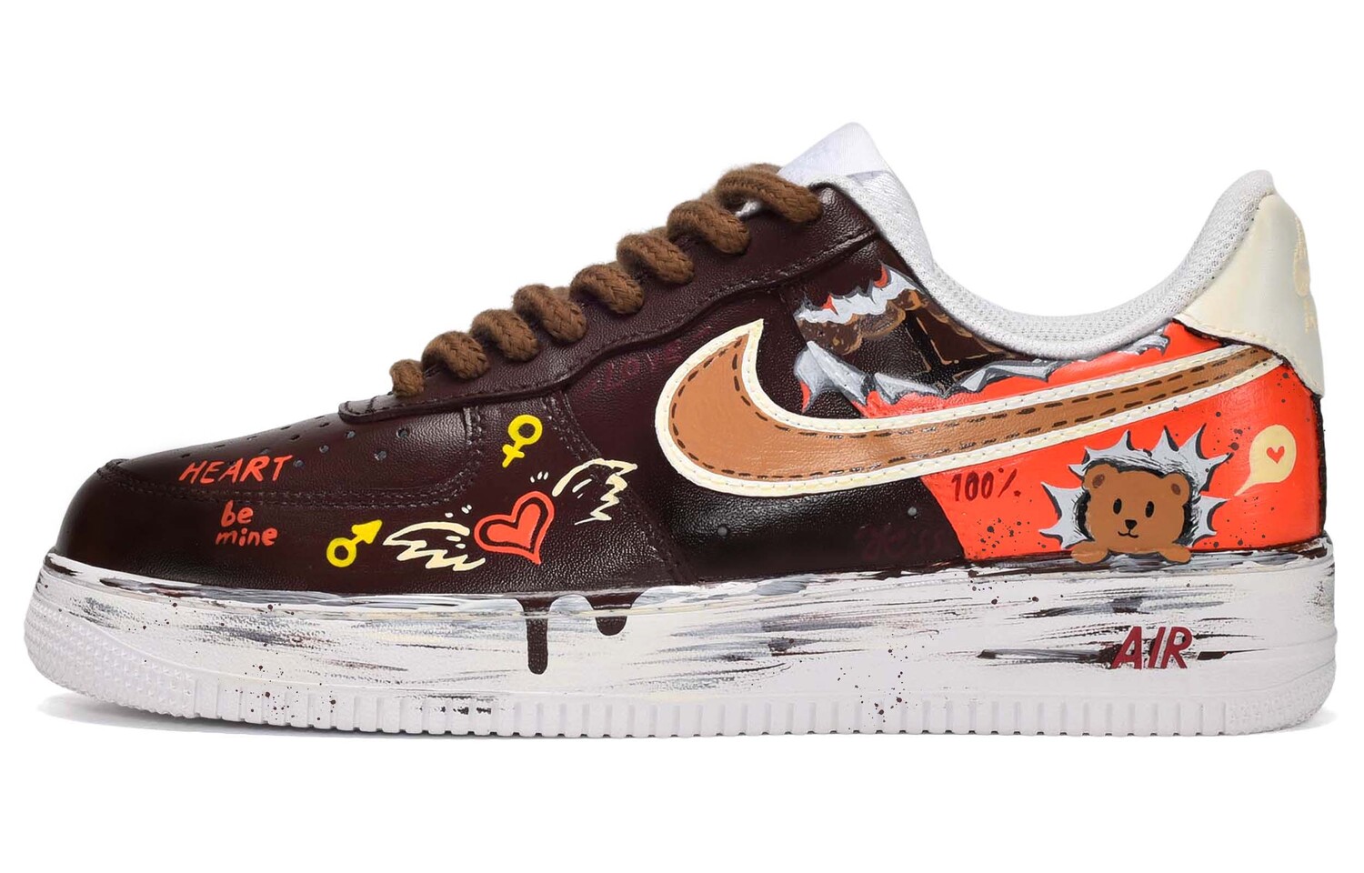 

Кроссовки для скейтбординга Air Force 1 женские с низким верхом, белый/коричневый/красный Nike