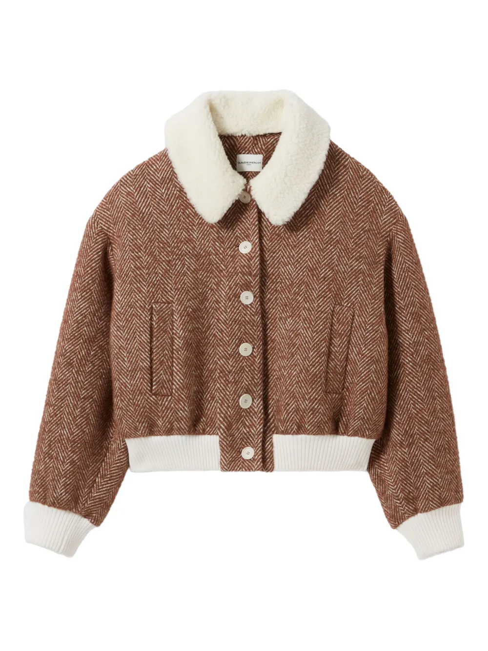 

Бомбер с узором в елочку Claudie Pierlot, коричневый