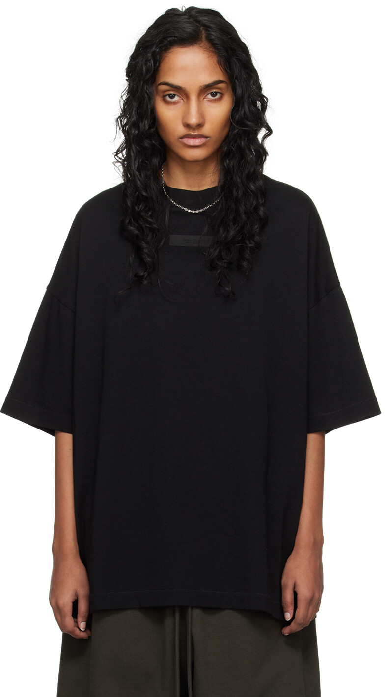 

Черная футболка с круглым вырезом Fear Of God Essentials, цвет Jet black